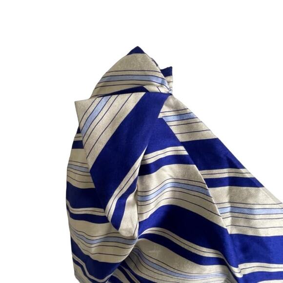 NWT Banana Republic One-Shoulder Bow Sheath Dress Womens Sz 10 Blue Ivory Stripe - Picture 6 of 11